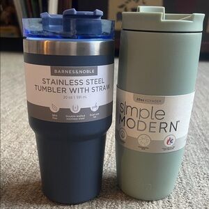 Barnes & Noble Blue Stainless Steel Tumbler and Simple Modern Green Tumbler